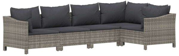 VidaXL Polyrattan Kerti Ülőgarnitúra - 5 részes - Szürke
