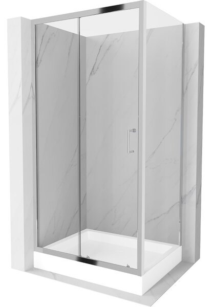 Mexen Apia tolóajtós zuhanykabin 100 x 80 cm, átlátszó, króm + Rio zuhanytálca - 840-100-080-01-00-4510