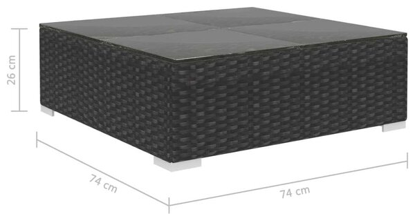 Polyrattan Kerti Bútorszett - 10 részes - Fekete