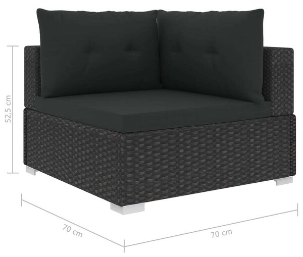 Polyrattan Kerti Bútorszett - 10 részes - Fekete