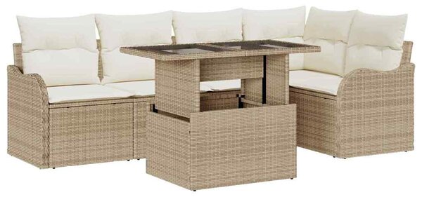 Kerti Kanapé Szett párnával párnával 6 pcs Bézs Poly Rattan