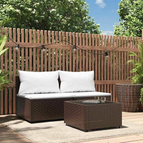 VidaXL 3 részes Kerti Ülőgarnitúra - Barna Polyrattan