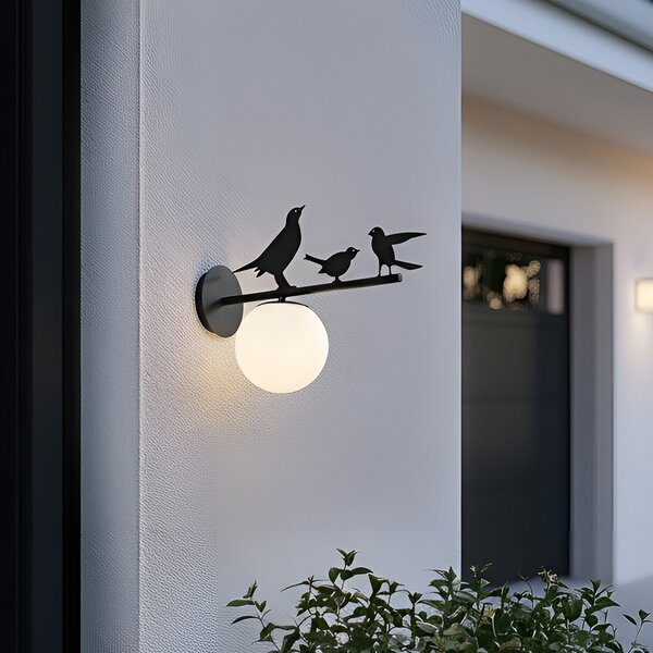 Kültéri Lámpa Lindby, Lintu Bird, dimmable, Fekete, Erkély, Fém, Vidéki otthon / Rusztikus