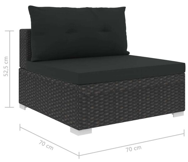 Polyrattan Kerti Bútorszett - 10 részes - Fekete