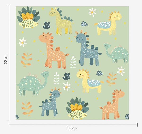 Tapéta Vicces dinoszauruszok lágy zöld, Gyerekek számára készült tapétá, Tapétá gyerekek számára fiúk szobájához, a00125v1 : Uwalls.hu