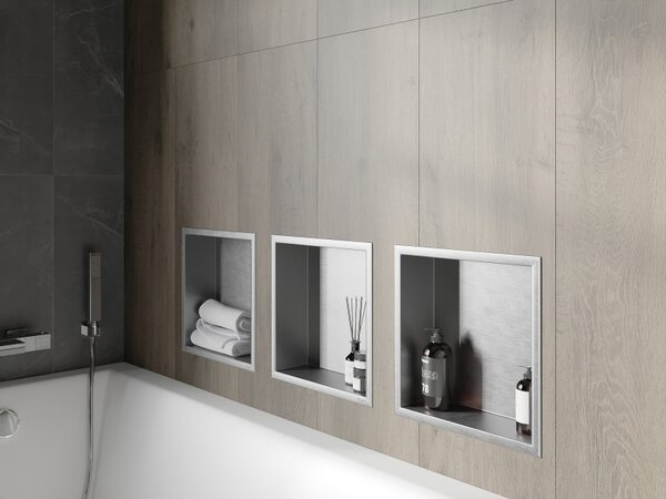 Mexen X-Wall-R 30 x 30 cm-es peremes mélyedéses polc, inox - 1910303010