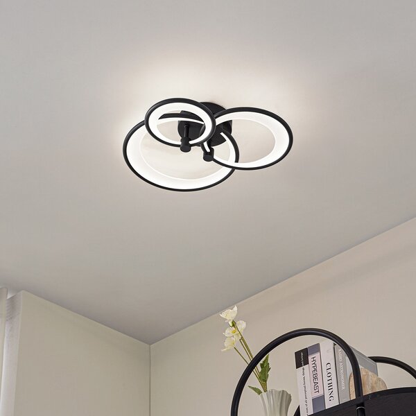 Mennyezeti Lámpa Lindby, Sorma, dimmable, Fekete, Nappali, Fém, Modern