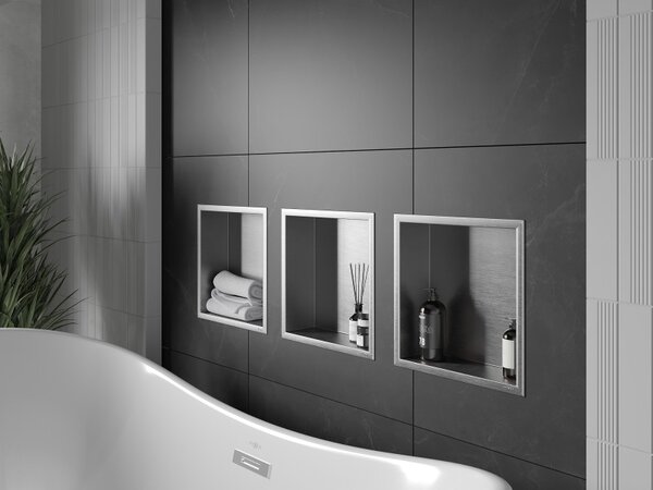 Mexen X-Wall-R 30 x 30 cm-es peremes mélyedéses polc, inox - 1910303010