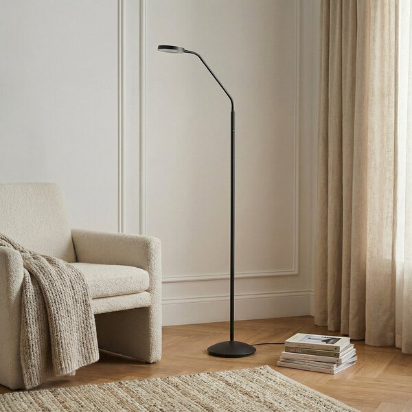 Állólámpa Lindby, Elvyn, dimmable, Fekete, Nappali, Fém, Modern