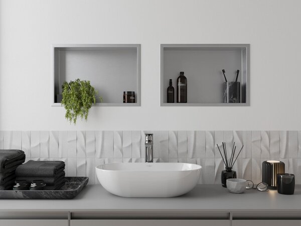 Mexen X-Wall-R fülkés polc peremmel, 45 x 30 cm, inox - 1910453010
