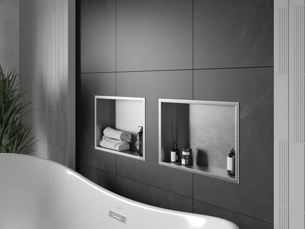 Mexen X-Wall-R fülkés polc peremmel, 45 x 30 cm, inox - 1910453010