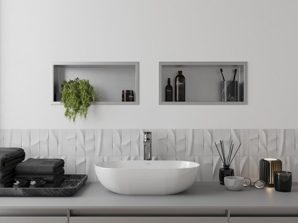 Mexen X-Wall-R karimás beépített polc 45 x 20 cm, inox - 1910452010
