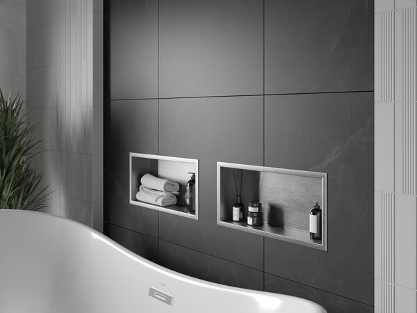 Mexen X-Wall-R karimás beépített polc 45 x 20 cm, inox - 1910452010