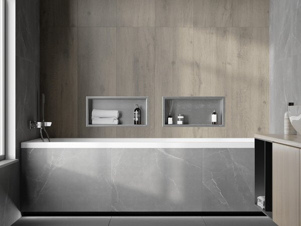 Mexen X-Wall-R karimás beépített polc 45 x 20 cm, inox - 1910452010