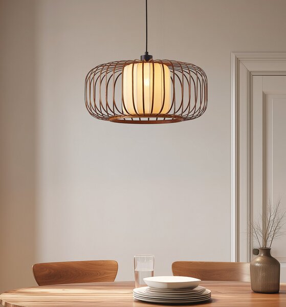 Függőlámpa Lindby, Davella, dimmable, Fa, Nappali, Bambusz, Skandináv