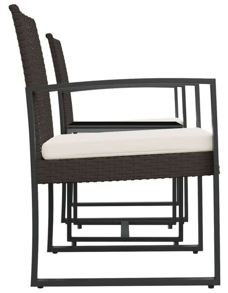 VidaXL - 2 Személyes Kerti Szett - PP-Rattan - Barna