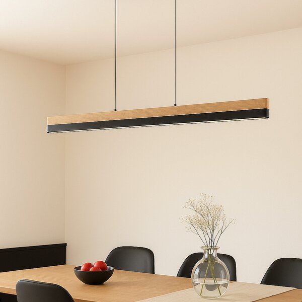 Függőlámpa Lucande, Holven, dimmable, Fa, Étkező, Fa, Modern