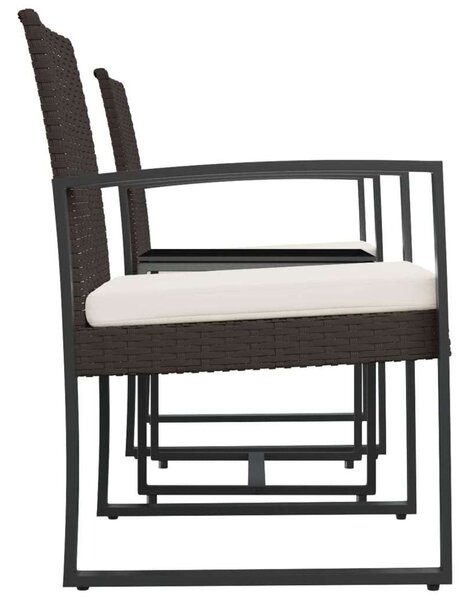 VidaXL - 2 Személyes Kerti Szett - PP-Rattan - Barna