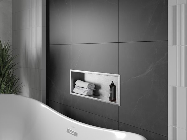 Mexen X-Wall-R 60 x 20 cm-es, peremes fali beépített polc, inox - 1910602010