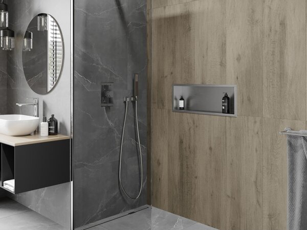 Mexen X-Wall-R 60 x 20 cm-es, peremes fali beépített polc, inox - 1910602010