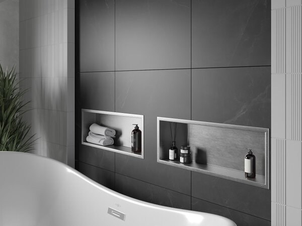 Mexen X-Wall-R 60 x 20 cm-es, peremes fali beépített polc, inox - 1910602010