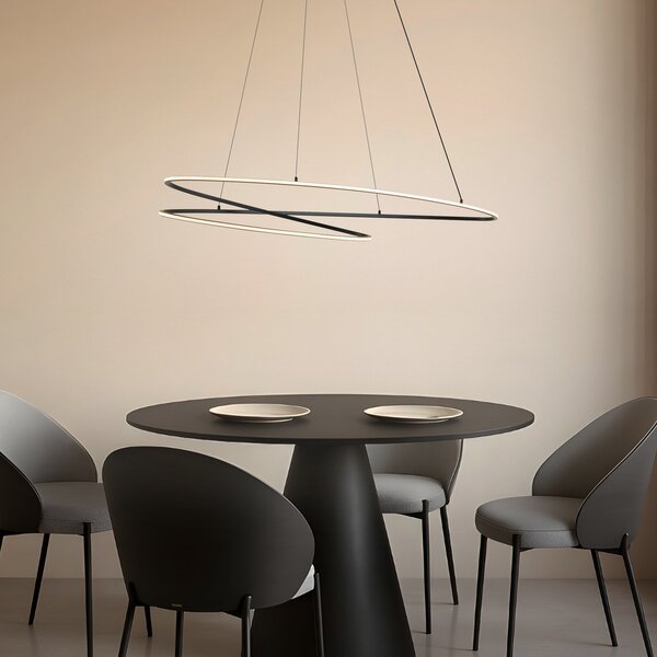 Függőlámpa Lucande, Gavril, dimmable, Fekete, Nappali, Fém, Modern