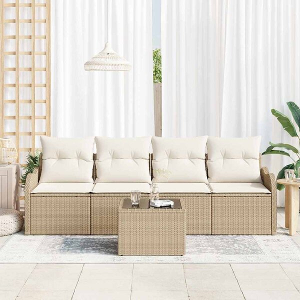 Kerti Kanapé Szett párnával tárolóval 5 pcs Beige és krém