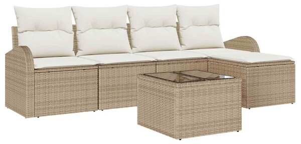 Kanapé Szett párnával tárolóval 6 pcs Beige és Fehér polirattan
