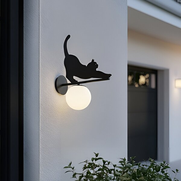 Kültéri Lámpa Lindby, Katti Cat, dimmable, Fekete, Erkély, Fém, Vidéki otthon / Rusztikus