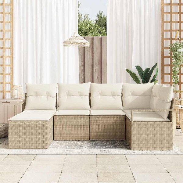 Kanapé Szett 6 db Beige és krém polirattan