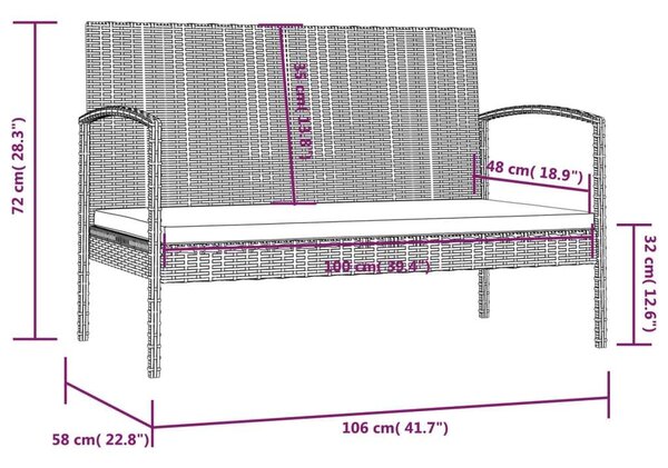 Polyrattan Kerti Ülőgarnitúra - 16 részes - Szürke