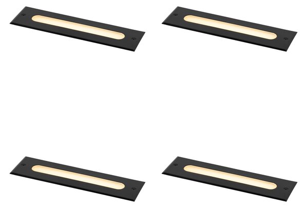 4 darabos modern fekete talajba süllyeszthető spotlámpa készlet 30 cm LED-del IP65 - Eline