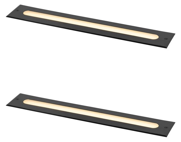 2 darabos modern fekete talajba süllyeszthető spotlámpa készlet 50 cm LED-del IP65 - Eline