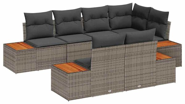 Kerti Kanapé Szett 7 db 7-Ülőhelyek száma Szürke Polyrattan