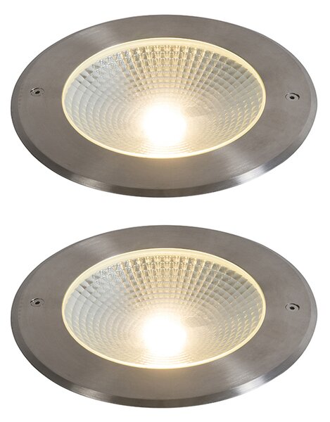 2 darabos modern földbe süllyeszthető spotlámpa szett acél LED-del 20W - Bridge