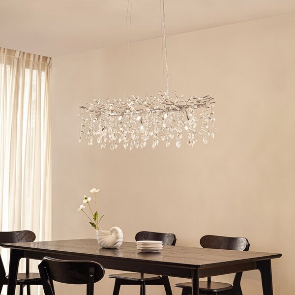 Függőlámpa Lucande, Bellora, dimmable, Fémes, Nappali, Kristály, Modern