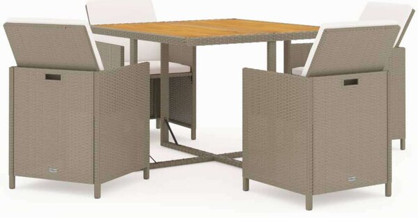 Polyrattan Kerti Étkezőgarnitúra - 5 részes - Bézs