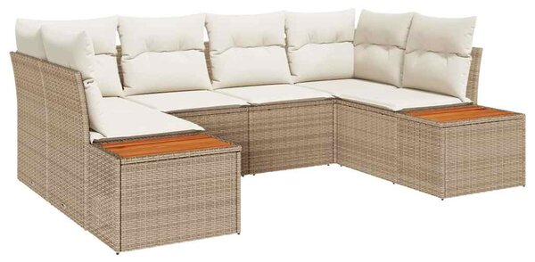 Kerti Kanapé Szett párnával 6 pcs Beige és krém Polyrattan