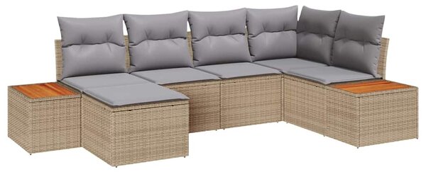 Kerti Kanapé Szett 7 pcs Beige és Világosszürke Polyrattan