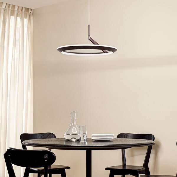 Függőlámpa Lucande, Eldra, dimmable, Barna / Rozsdabarna, Nappali, Fém, Modern
