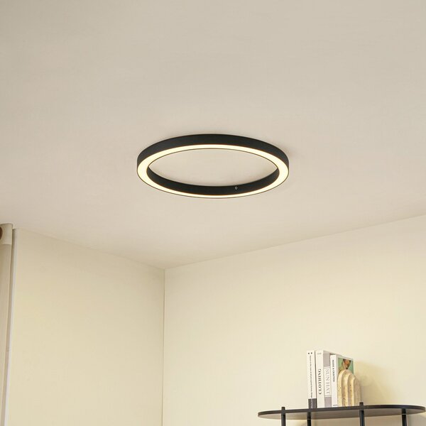 Mennyezeti Lámpa Lucande, Neor, dimmable, Fekete, Folyosó, Fém, Modern