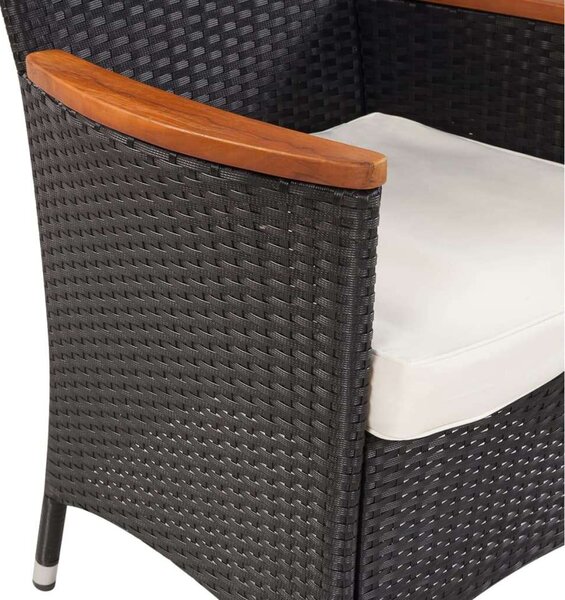 Polyrattan Kültéri Étkezőgarnitúra - 4 Székes - Fekete