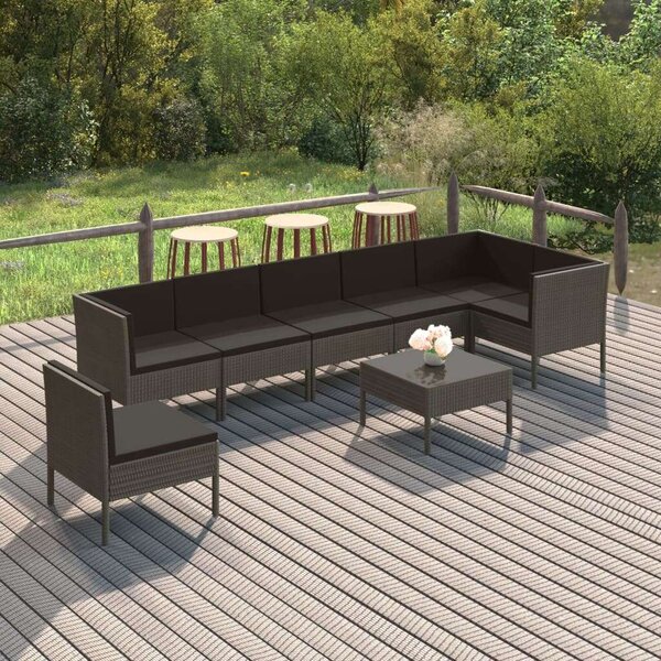 Polyrattan Kerti Ülőgarnitúra - 8 részes - Szürke
