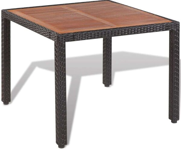 Polyrattan Kültéri Étkezőgarnitúra - 4 Székes - Fekete