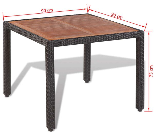 Polyrattan Kültéri Étkezőgarnitúra - 4 Székes - Fekete