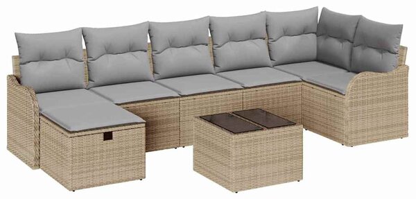 Kanapé Szett párnával Beige és Világosszürke polirattan