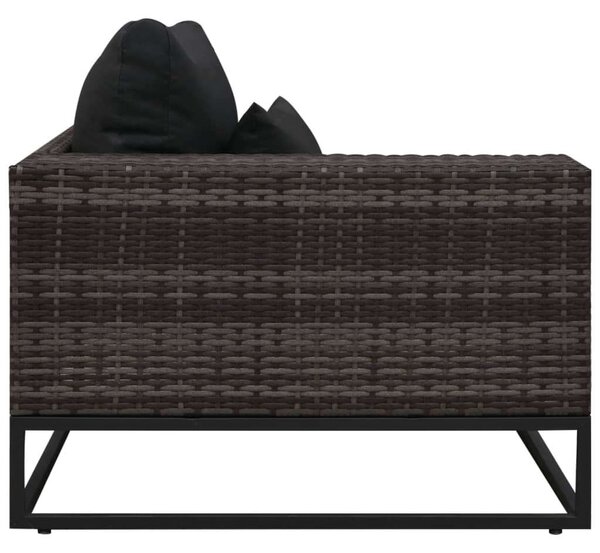 5 részes szürke polyrattan kerti bútorszett párnákkal
