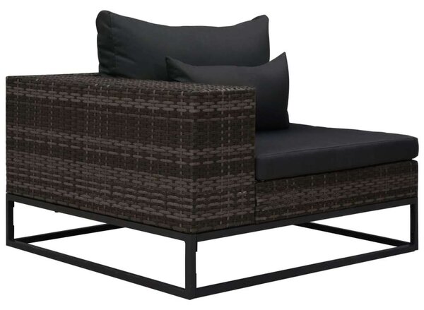 5 részes szürke polyrattan kerti bútorszett párnákkal