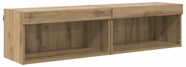 VidaXL TV falit kabinet szett leddel 6 pcs Kézműves Tölgy Mérnöki fa