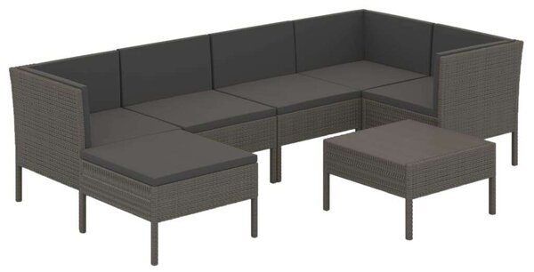 Polyrattan Kerti Ülőgarnitúra - 7 részes - Szürke